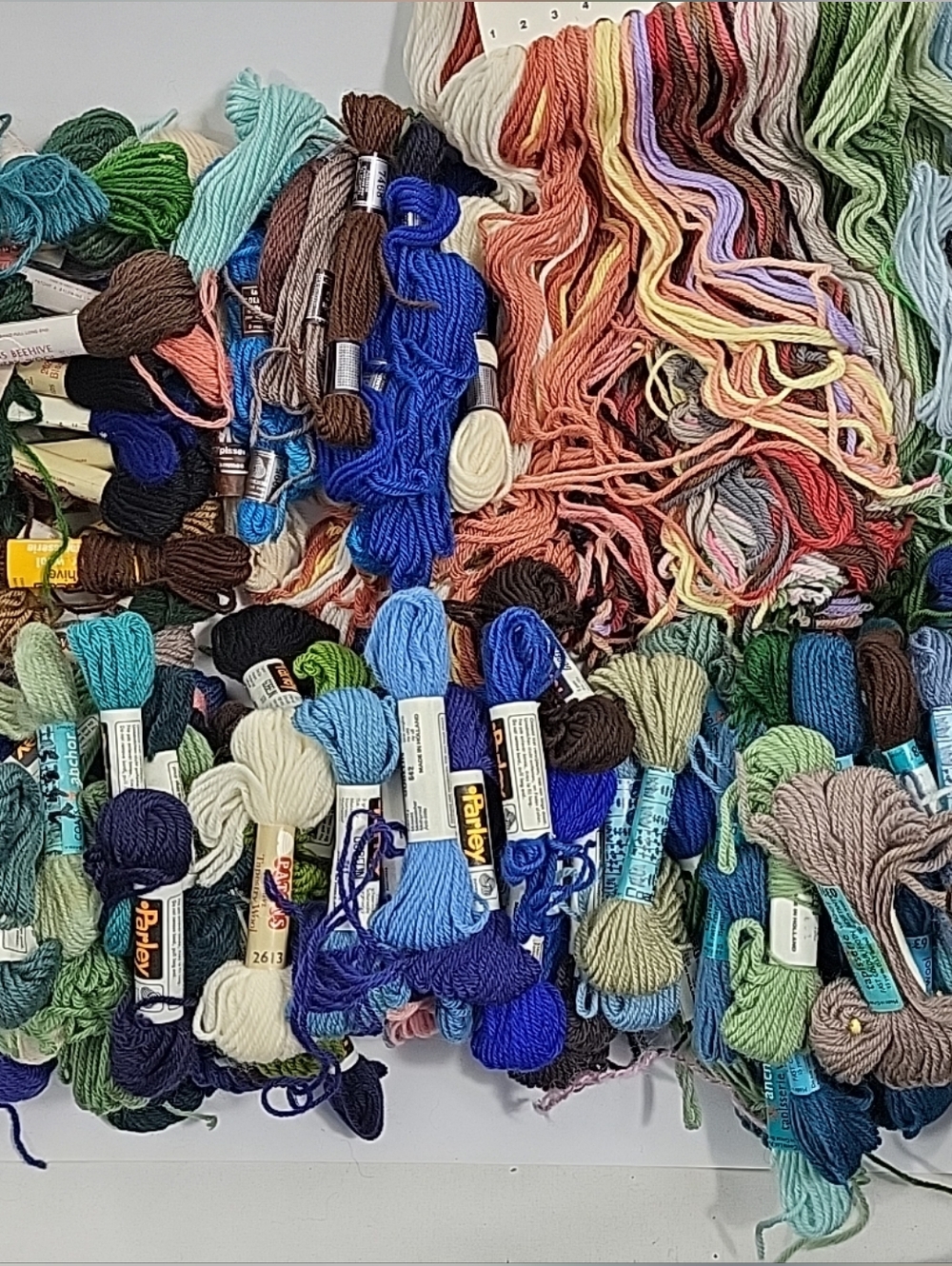 100% Wool Tapestry Yarn Lot Mixed DMC Anchor Patons Parley 200+